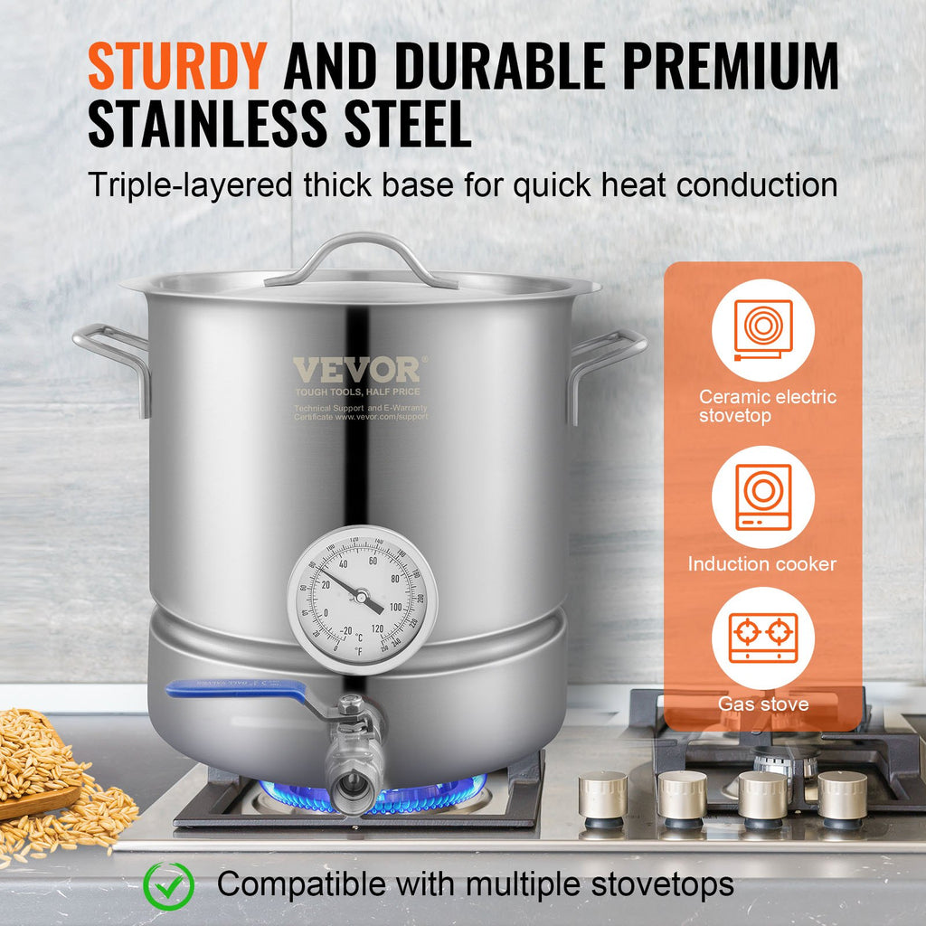 5 Gallon Stainless Steel Brew Kettle With Thermometer and Valve – image 6