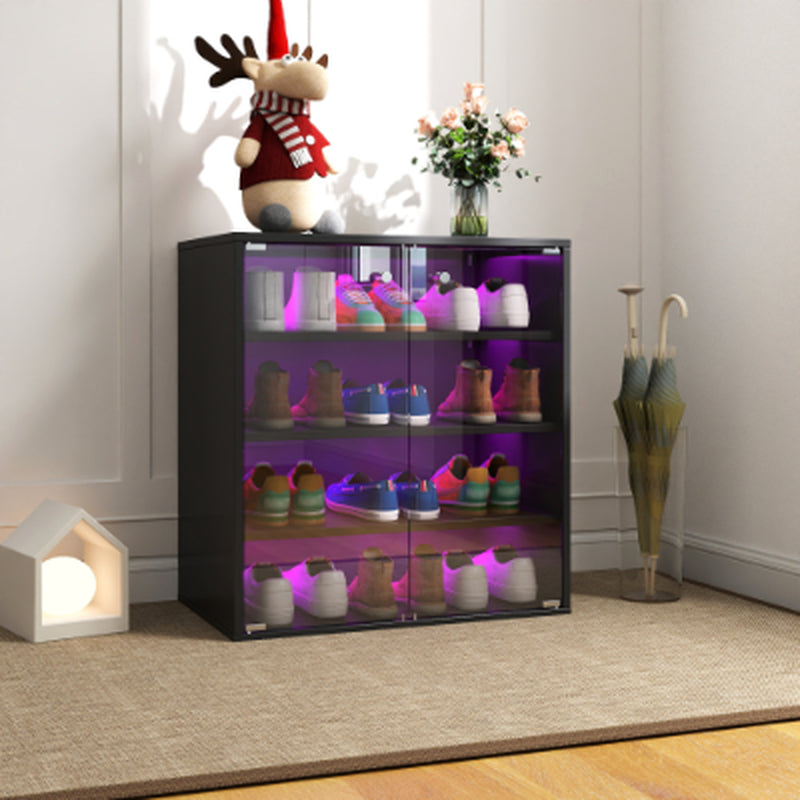 Sneaker Display Case with RGB LED Light and Glass Door, Stackable – image 4