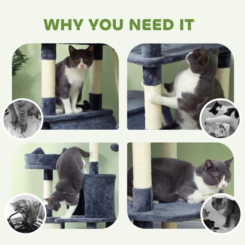 81 Inch Large Cat Tree with 2 Condos, Hammocks and Scratching Board – image 7