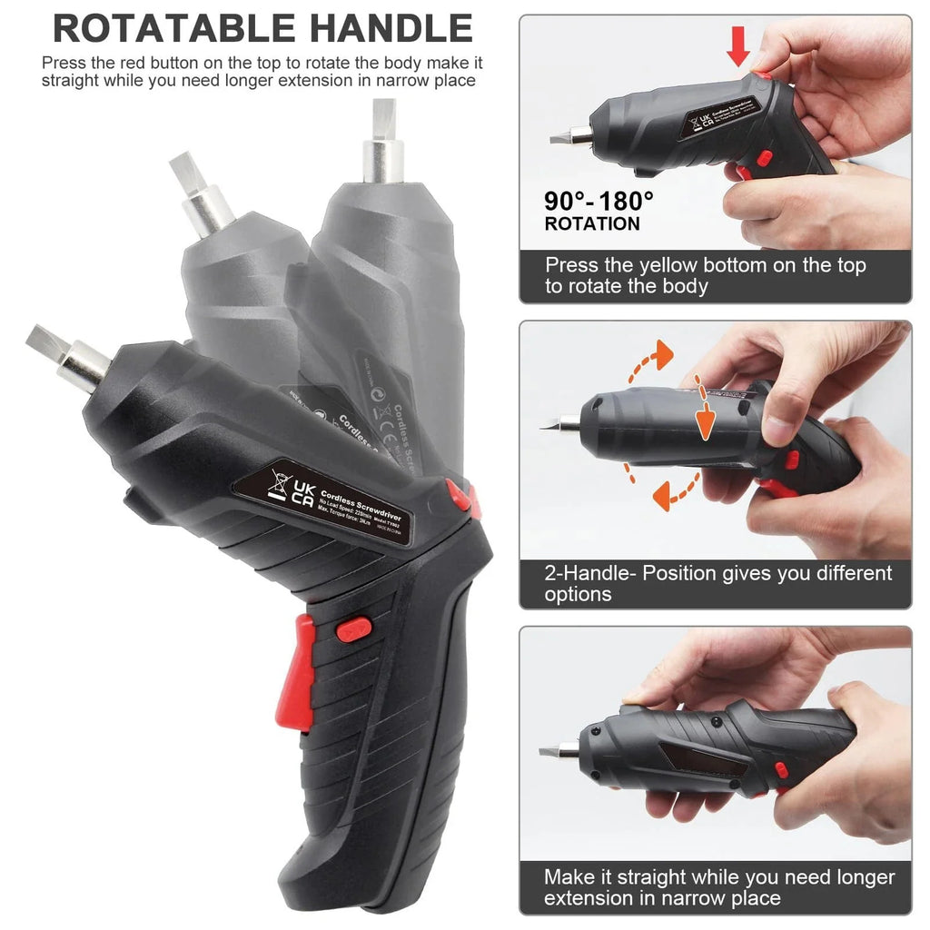 Cordless Electric Screwdriver 3.6V USB Rechargeable with LED – image 2