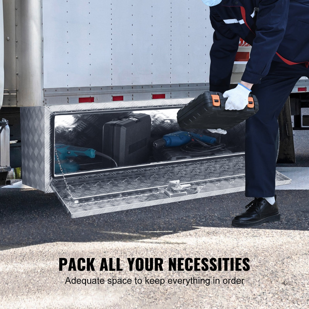 Underbody Truck Tool Box 48 x 17 x 18 in, Aluminum Diamond Plate