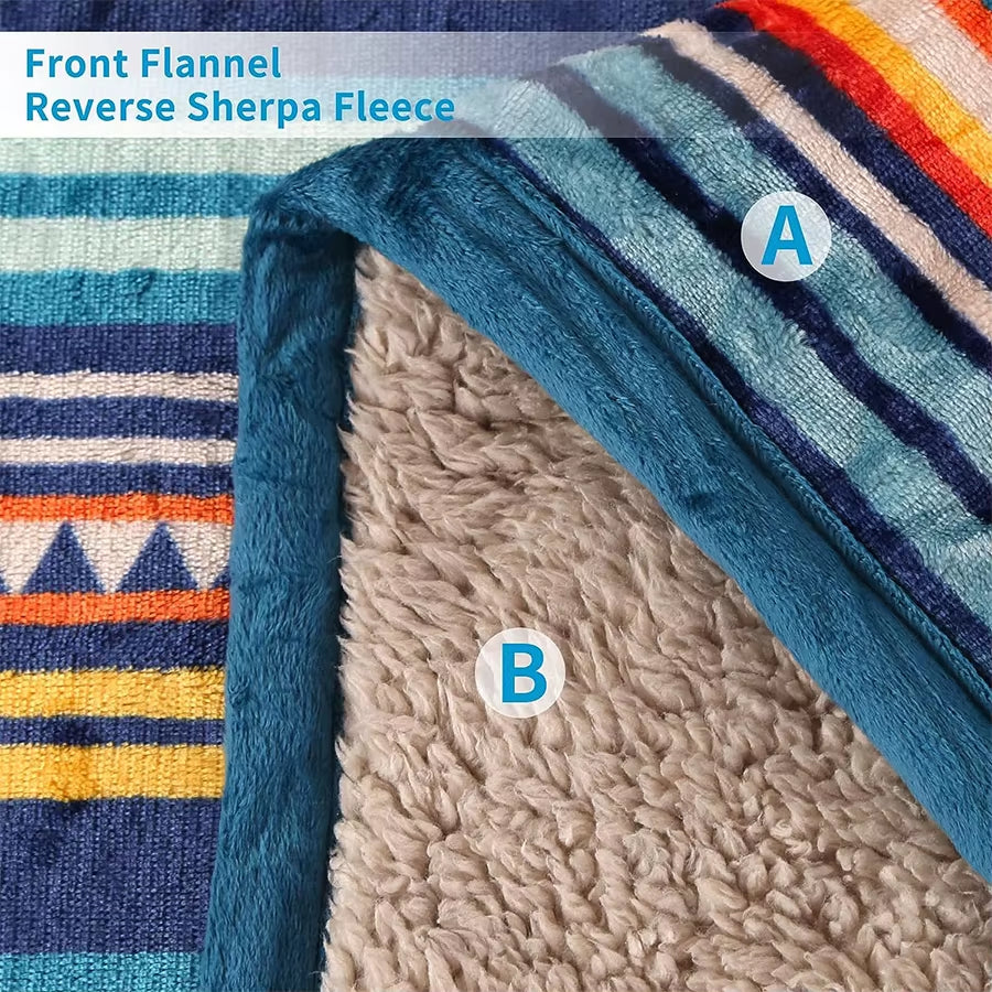 Sherpa Flannel Throw Blanket 59 x 79 In, Double Layer Reversible – image 3
