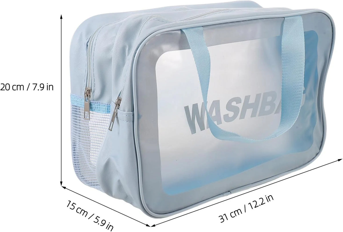Clear Toiletry Bag 2-Pack, Dry/Wet Separation PVC Wash Bag – image 2