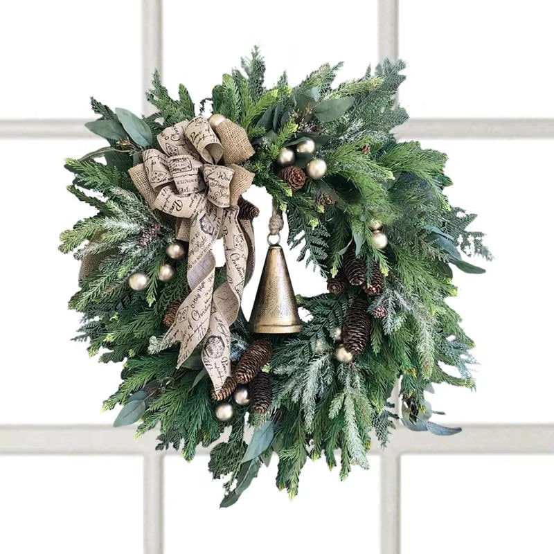 Christmas Door Wreath with Gold Bells and Red Berries, 15.75 in – image 2