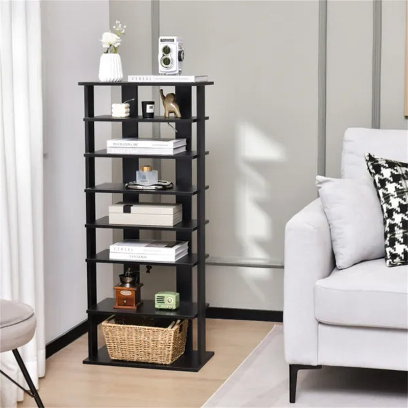 Shoe Rack, 7-Tier Double-Row with Adjustable Shelves, Black – image 5