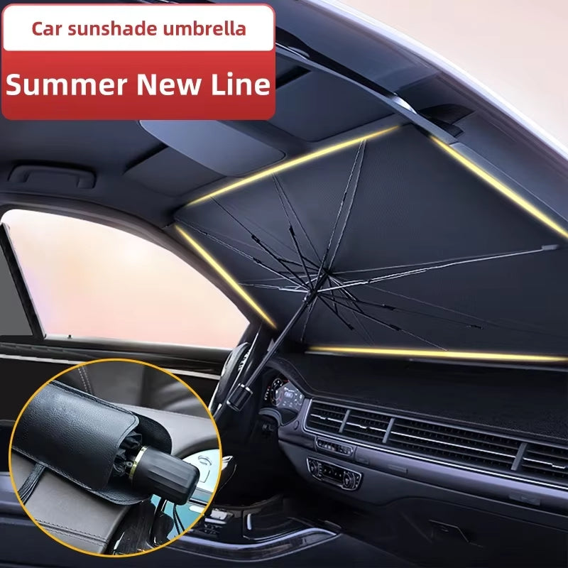 Windshield Sun Shade Umbrella - Foldable Reflective UV Car Sunshade – image 3