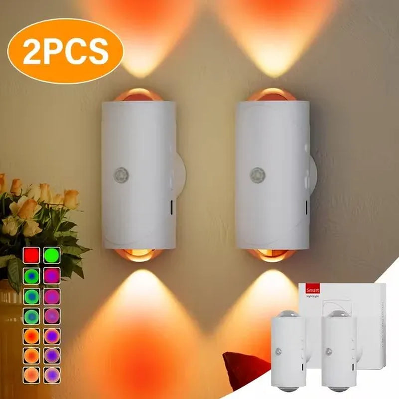 Motion Sensor Wall Light, USB-C Rechargeable Night Lamp, 2 Pack – image 2