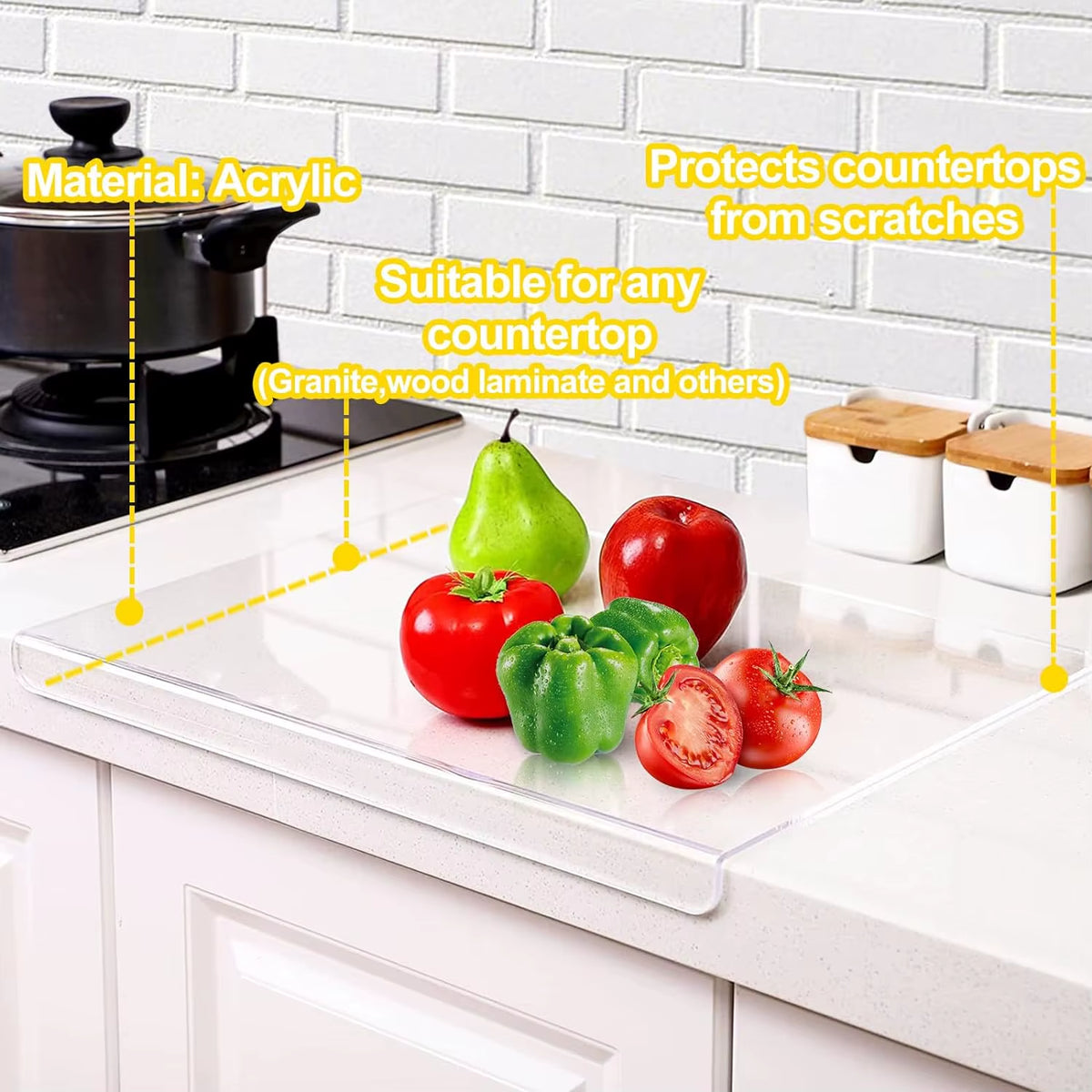 Clear Acrylic Cutting Board with Lip – Countertop Protector – image 4