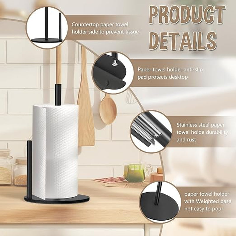 Countertop Paper Towel Holder with Weighted Base, Black Steel – image 5