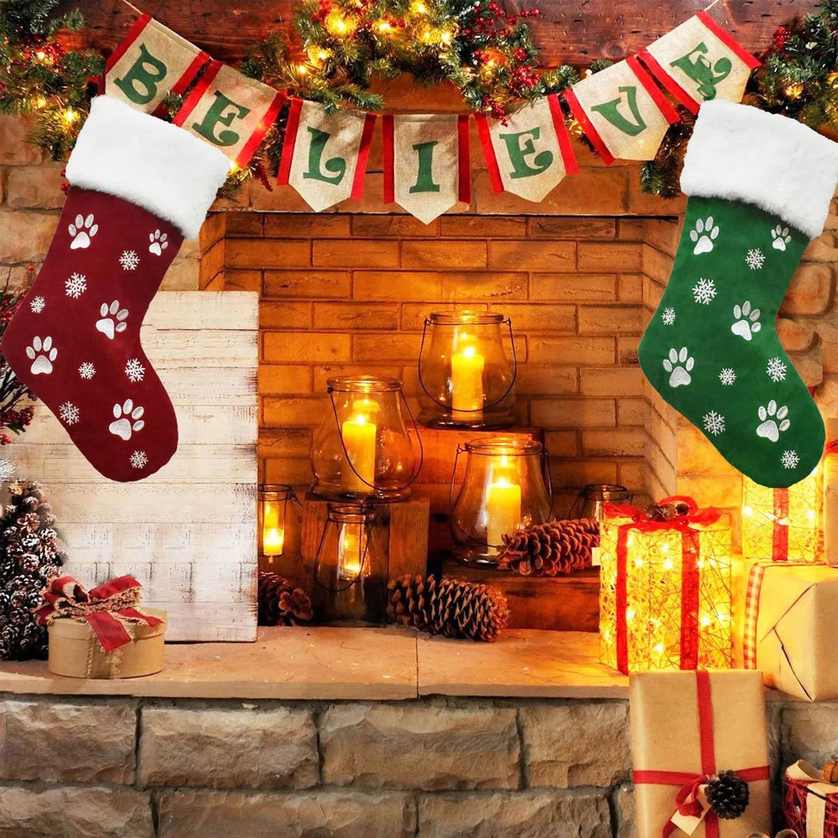 Felt Christmas Stocking - Plush Hanging Gift & Candy Bag – image 3
