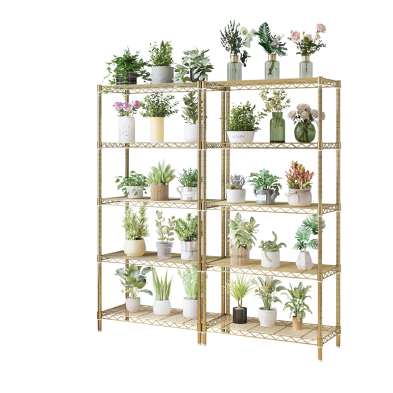 5-Tier Storage Shelf - Adjustable Gold Metal Shelving Unit, 551 lb – image 5
