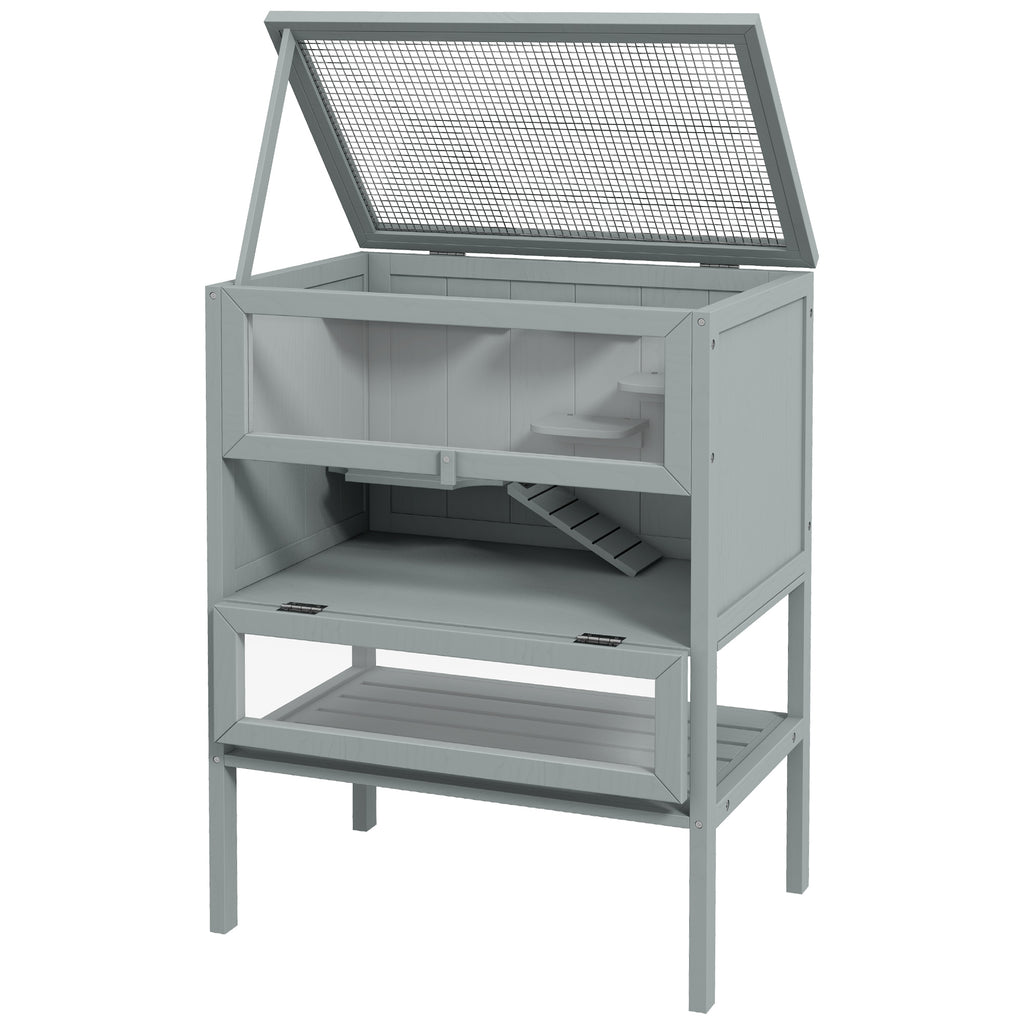 3-Tier Wooden Hamster Cage with Openable Top and Storage Shelf – image 8
