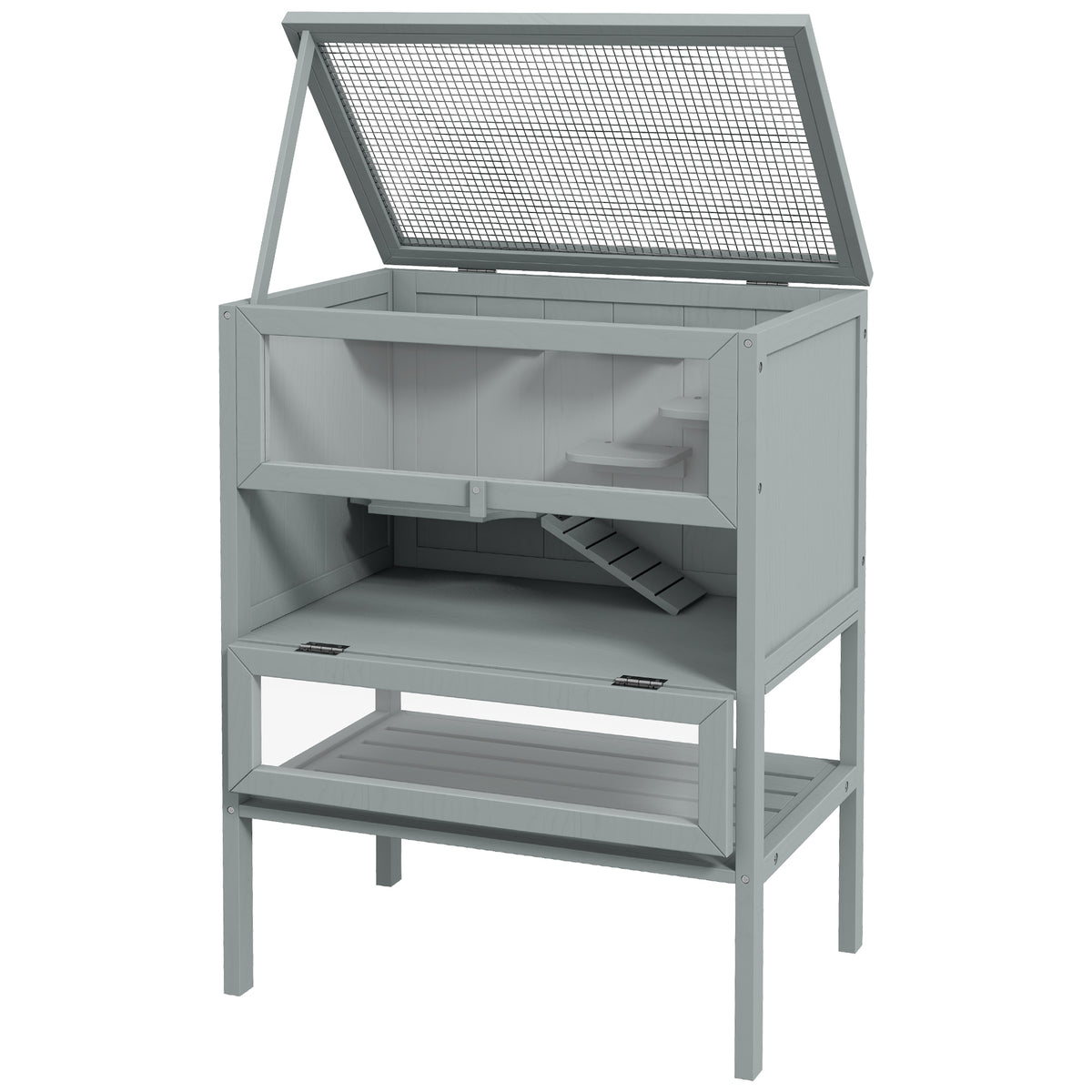 3-Tier Wooden Hamster Cage with Openable Top and Storage Shelf – image 8