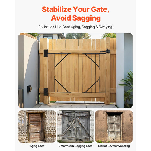 Anti-Sag Gate Corner Brace Kit with Latch for Wood Gates