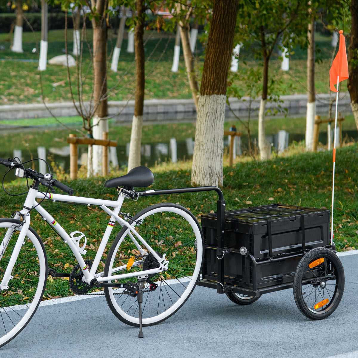 Bike Cargo Trailer with Removable Storage Box, Foldable Steel Frame – image 2