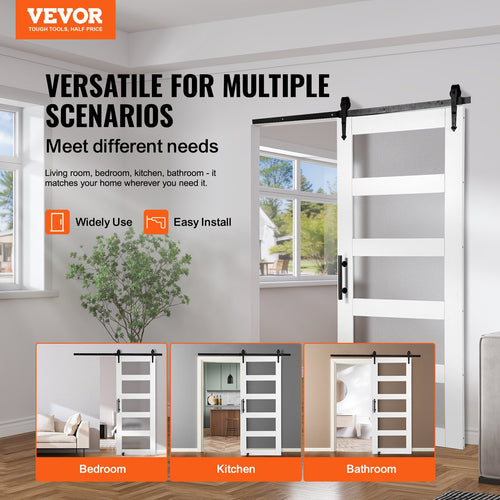 32 x 84 in Frosted Glass Sliding Barn Door with Hardware Kit – image 2