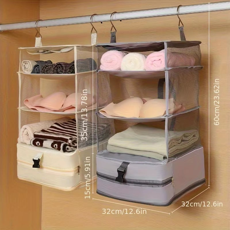 Hanging Closet Shelf – 4-Tier Foldable Fabric Organizer – image 3