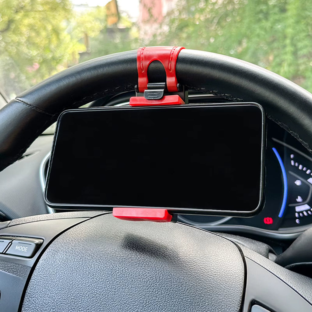 Steering Wheel Phone Mount -  Clip-On Cell Phone Holder for Car