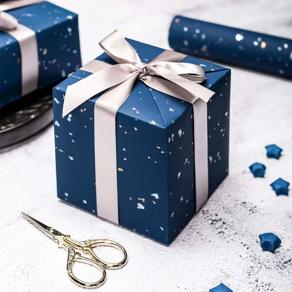 Navy & Gold Foil Gift Wrapping Paper Roll – image 5