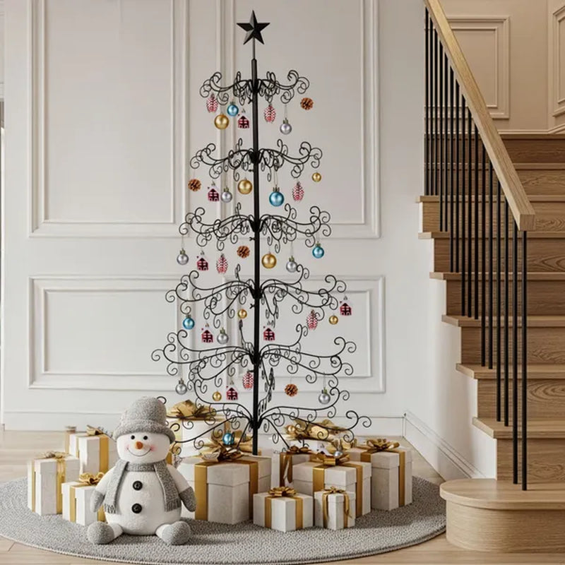 6 Ft Wrought Iron Christmas Tree Ornament Display Stand Black – image 4