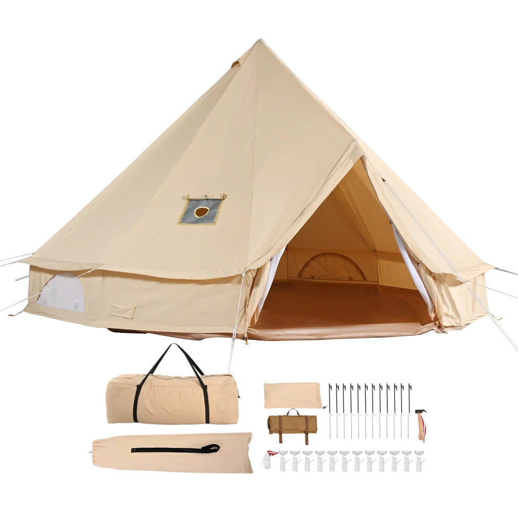 Canvas Bell Tent 16.4 ft, 4-Season Yurt Tent with Stove Jack – image 11