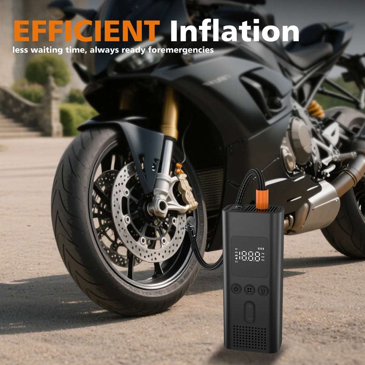 Electric Bike Pump, Mini Cordless Tire Inflator with Digital Display – image 3