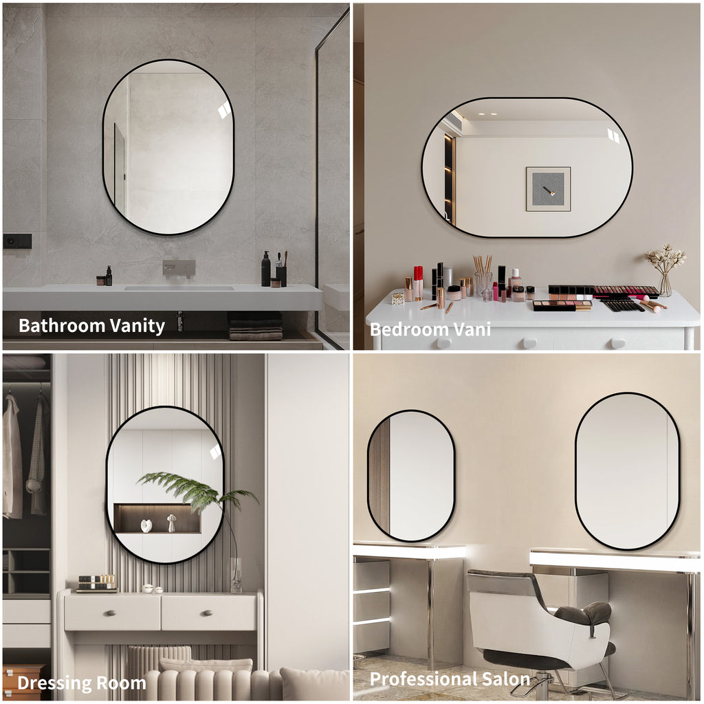 36 x 24 in Black Framed Bathroom Vanity Mirror, Vertical or Horizontal – image 5