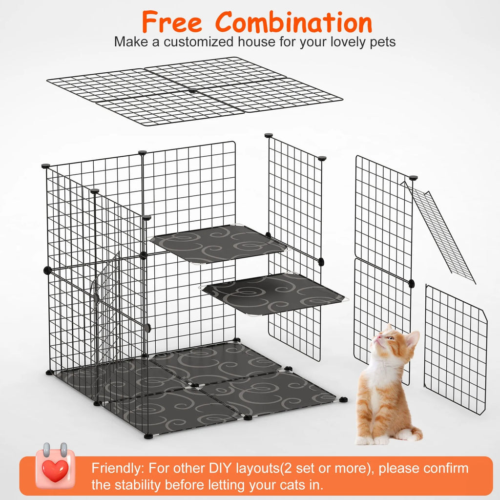 Cat Cage, 2-Tier Playpen with Ladder and 2 Doors, 28 in – image 5