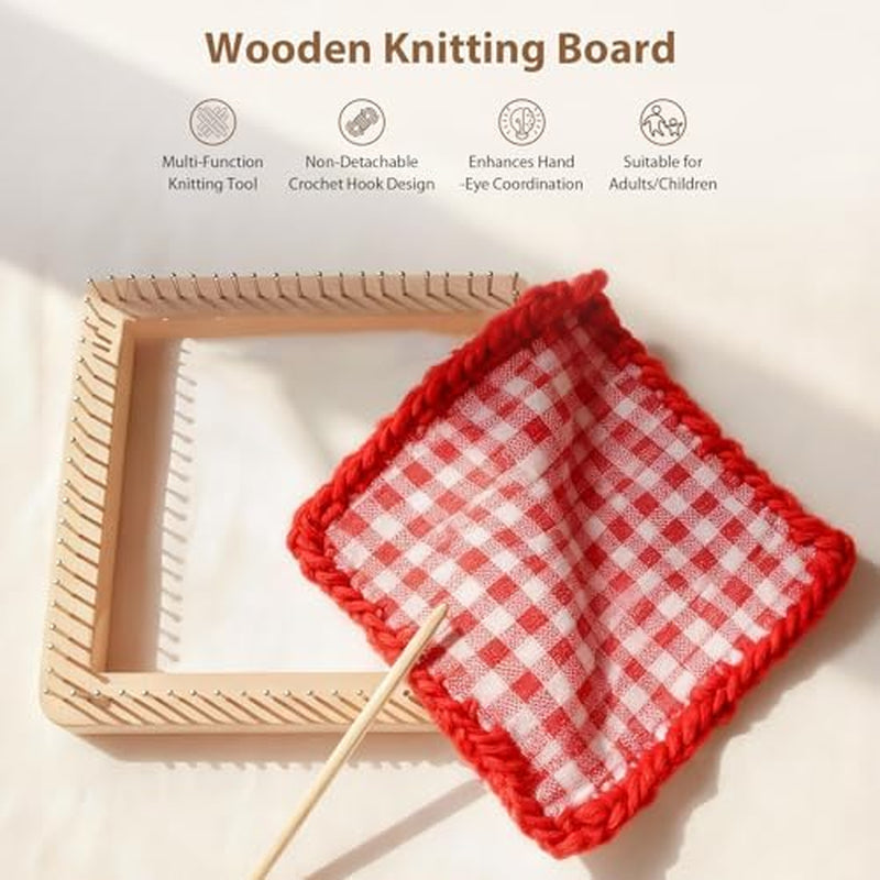 Wooden Knitting Loom Board, 30 x 30 cm DIY Weaving Frame – image 2