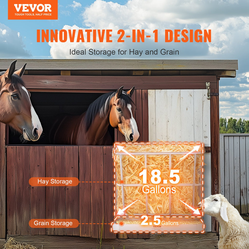 Wall Mounted Goat Hay Feeder 2-in-1 Hay and Grain Feeder 21 Gallon – image 2