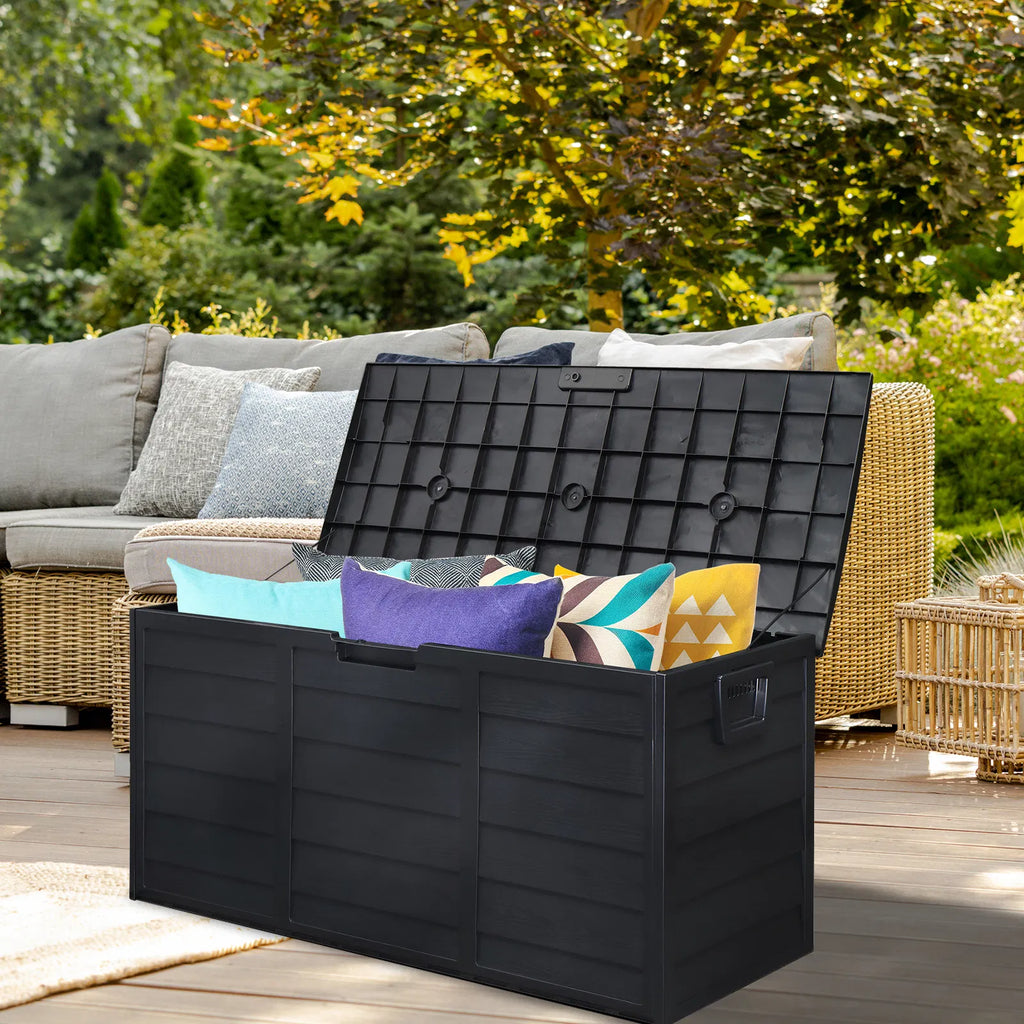 75 Gallon Deck Box with Lockable Lid and Wheels, Outdoor Storage – image 16