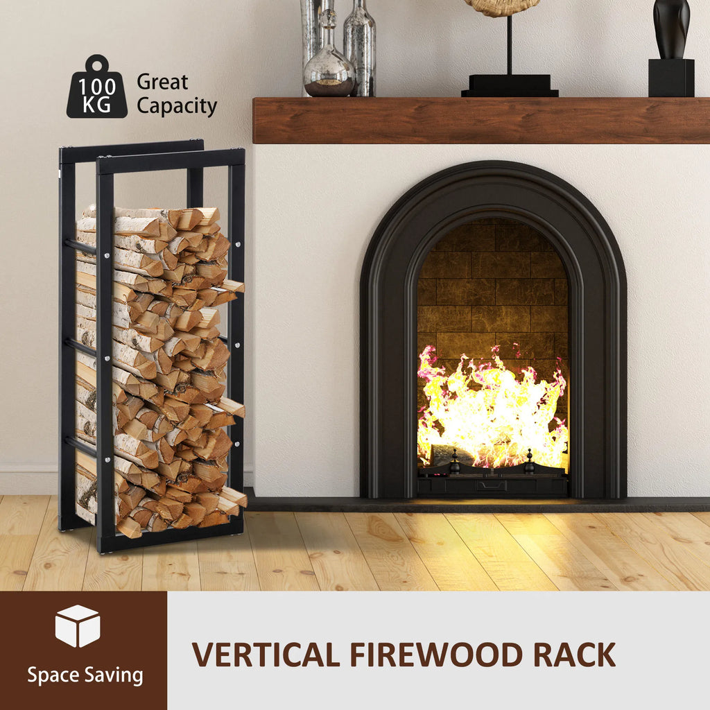 Tall Vertical Firewood Rack with Handles, 220 lb Steel Log Holder – image 5