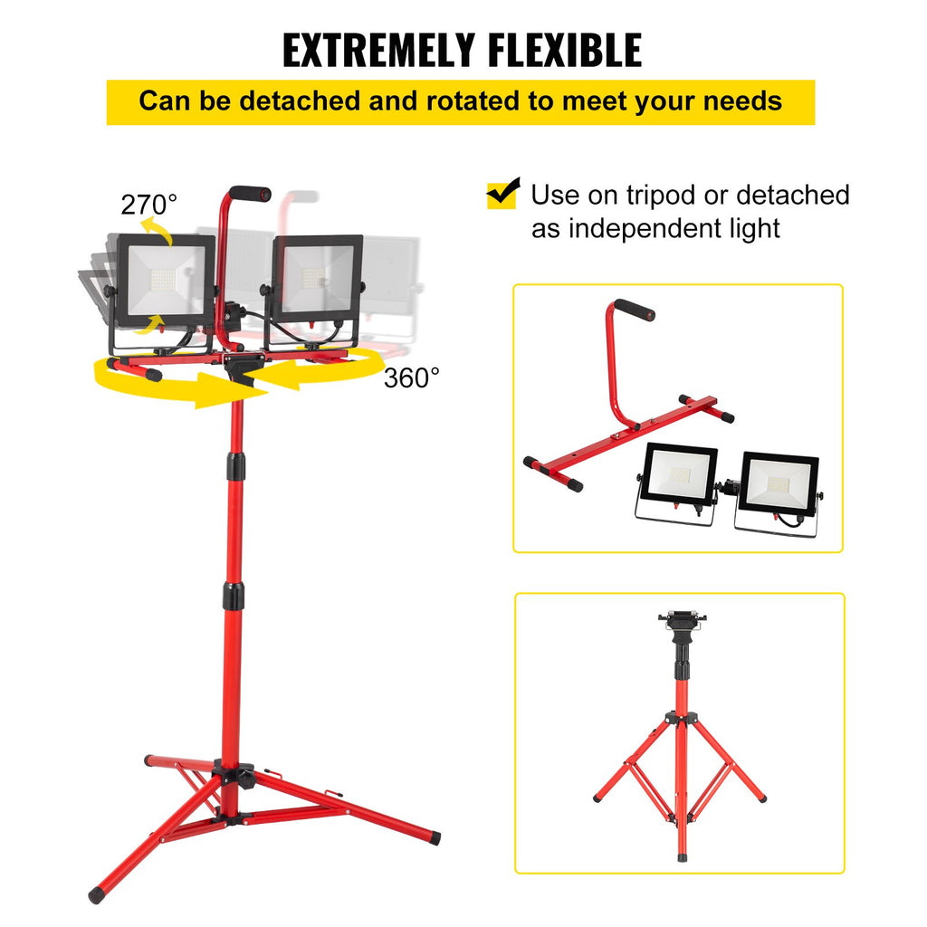 LED Work Light with Tripod Stand, 20000 Lumen Dual Head for Garage