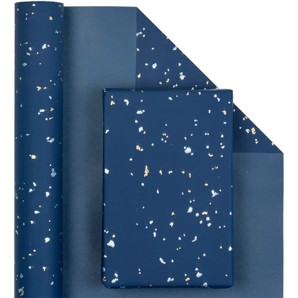Navy & Gold Foil Gift Wrapping Paper Roll – image 3