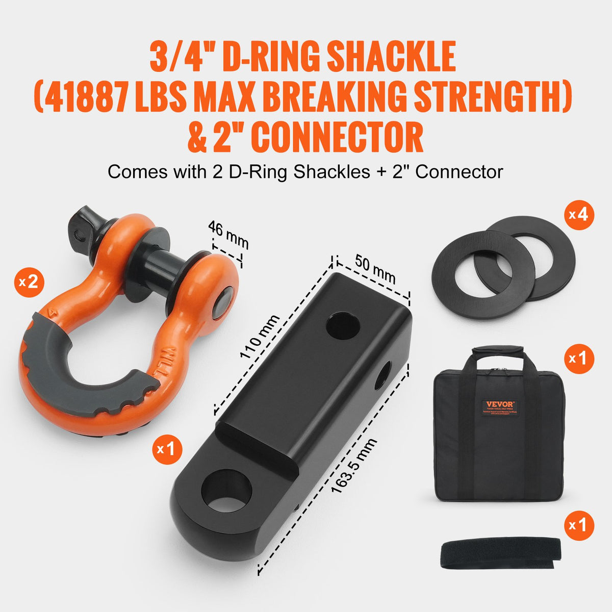 Tow Strap Recovery Kit – 3 in x 30 ft with D-Ring Shackles – image 5