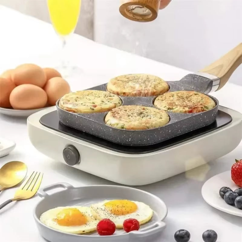 4-Hole Nonstick Egg Pan - Omelette & Breakfast Frying Pan