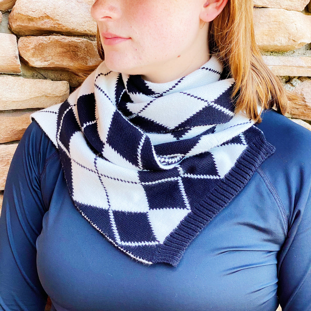 Argyle Knit Scarf – Patterned Fall Scarf, 10 x 64 in – image 5
