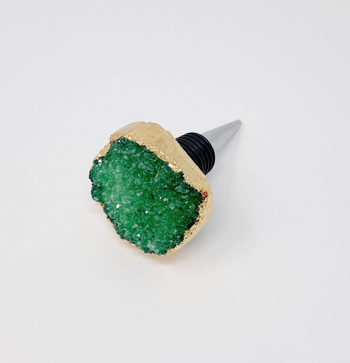 Natural Stone Wine Stopper – Raw Crystal with Gold Edge – image 5
