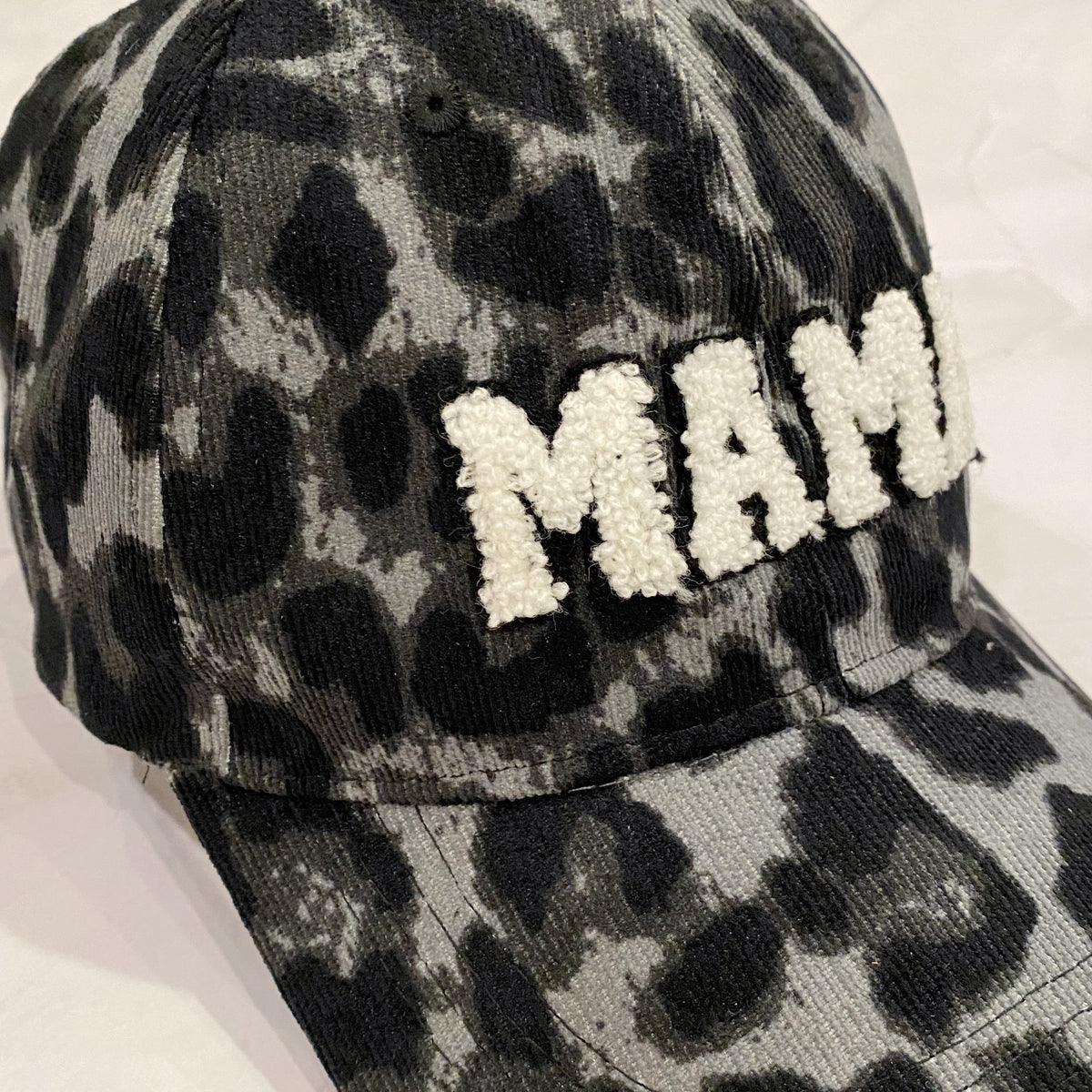 Corduroy Baseball Cap Animal Print with Fuzzy Lettering – image 5