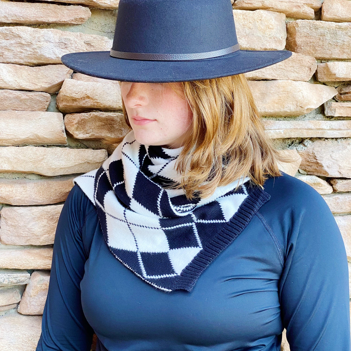Argyle Knit Scarf – Patterned Fall Scarf, 10 x 64 in – image 4