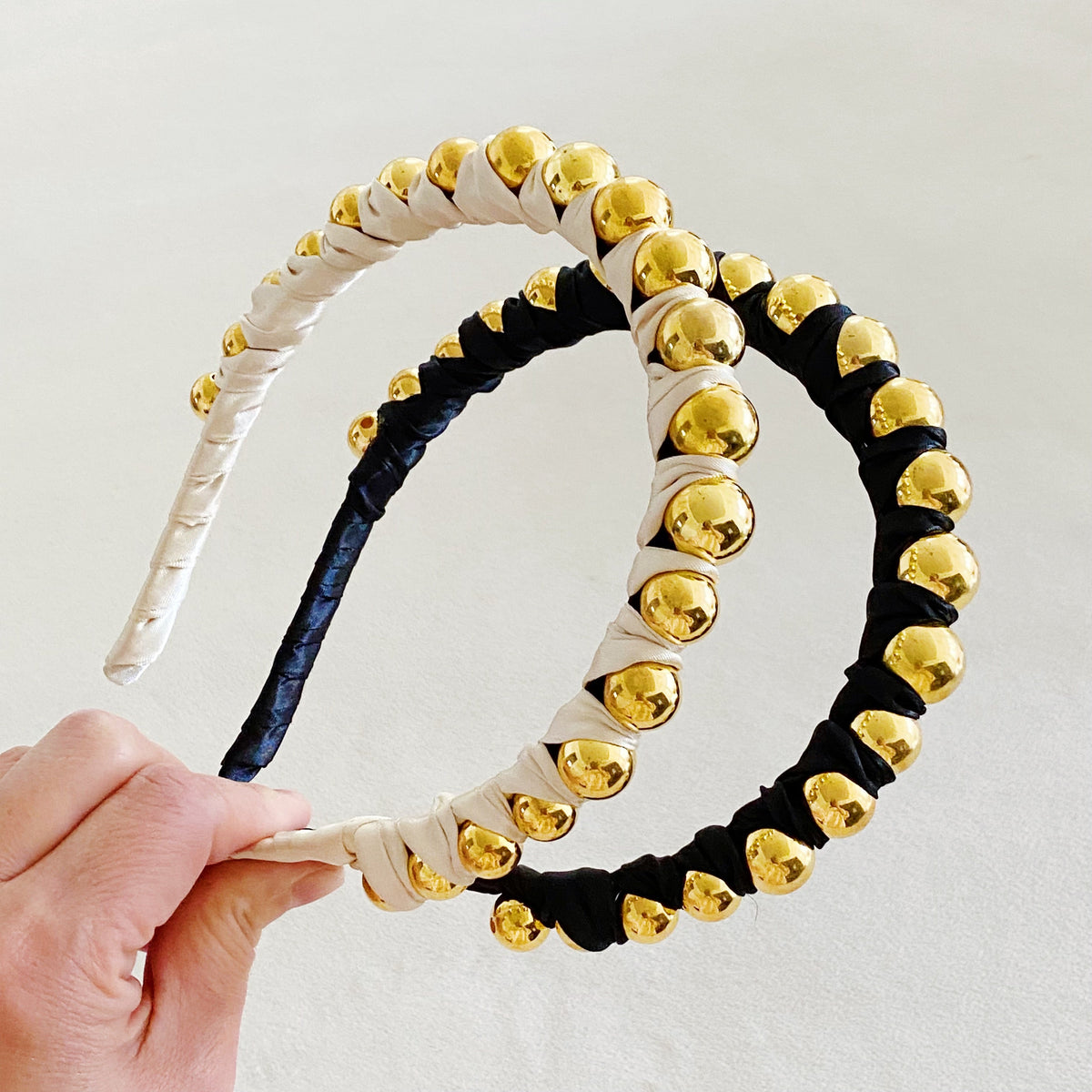 Satin Headband – Beaded Wrapped Hair Band – image 2