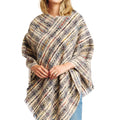 Plaid Tweed Poncho Wrap for Women – Ivory or Black – image 1