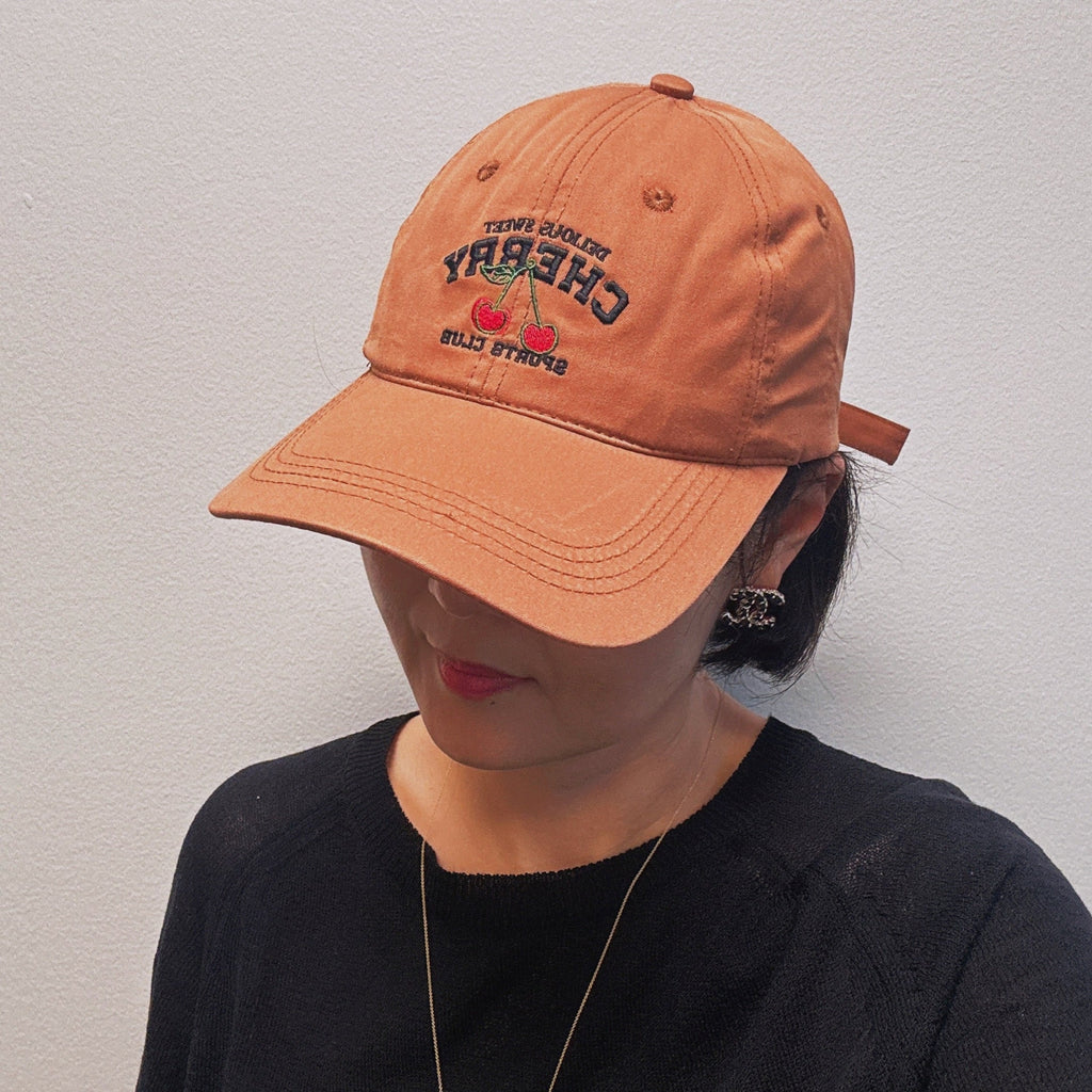 Cherry Embroidered Ball Cap – Two-Tone Cotton Baseball Hat – image 6
