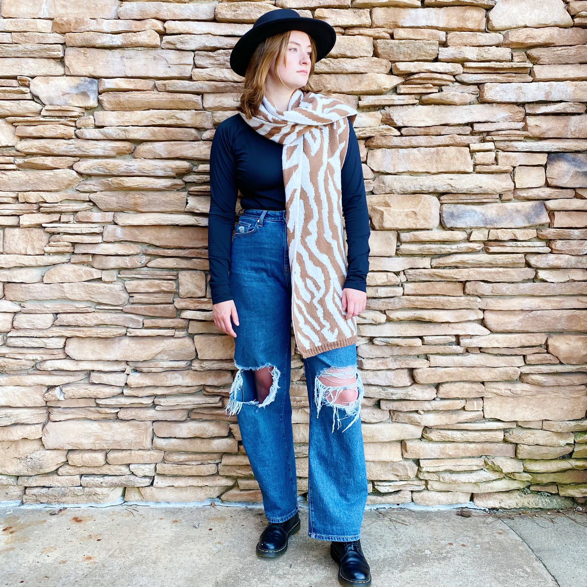 Zebra Knit Scarf – Reversible Cozy Winter Scarf, 13 x 78 in – image 5