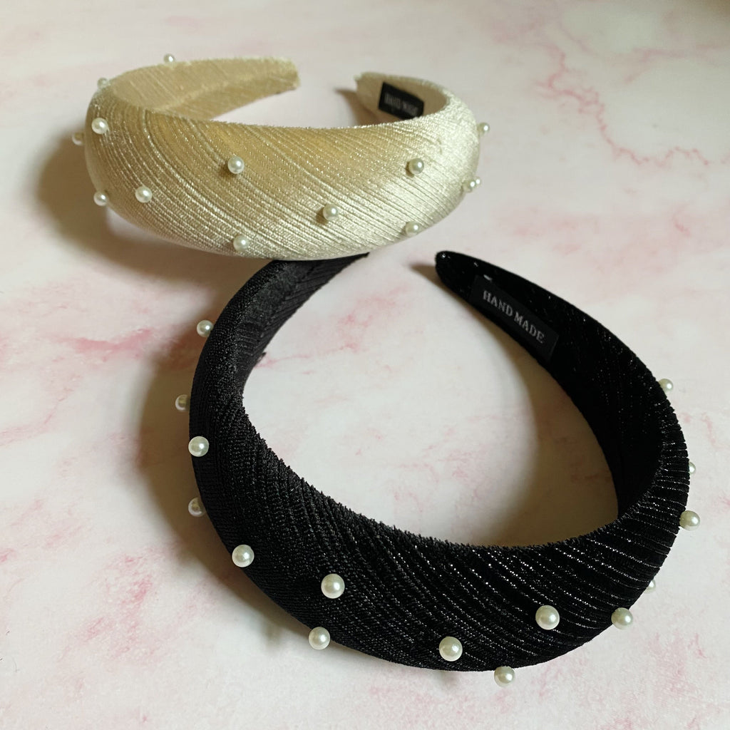 Velvet Pearl Headband – Padded Hair Band – image 4