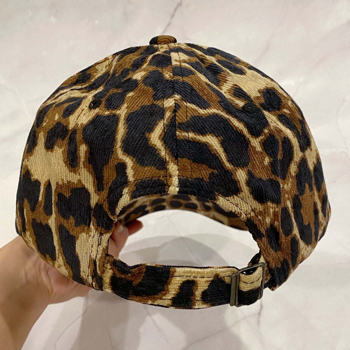 Corduroy Baseball Cap Animal Print with Fuzzy Lettering – image 6
