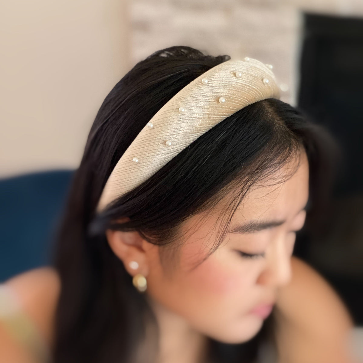 Velvet Pearl Headband – Padded Hair Band – image 6