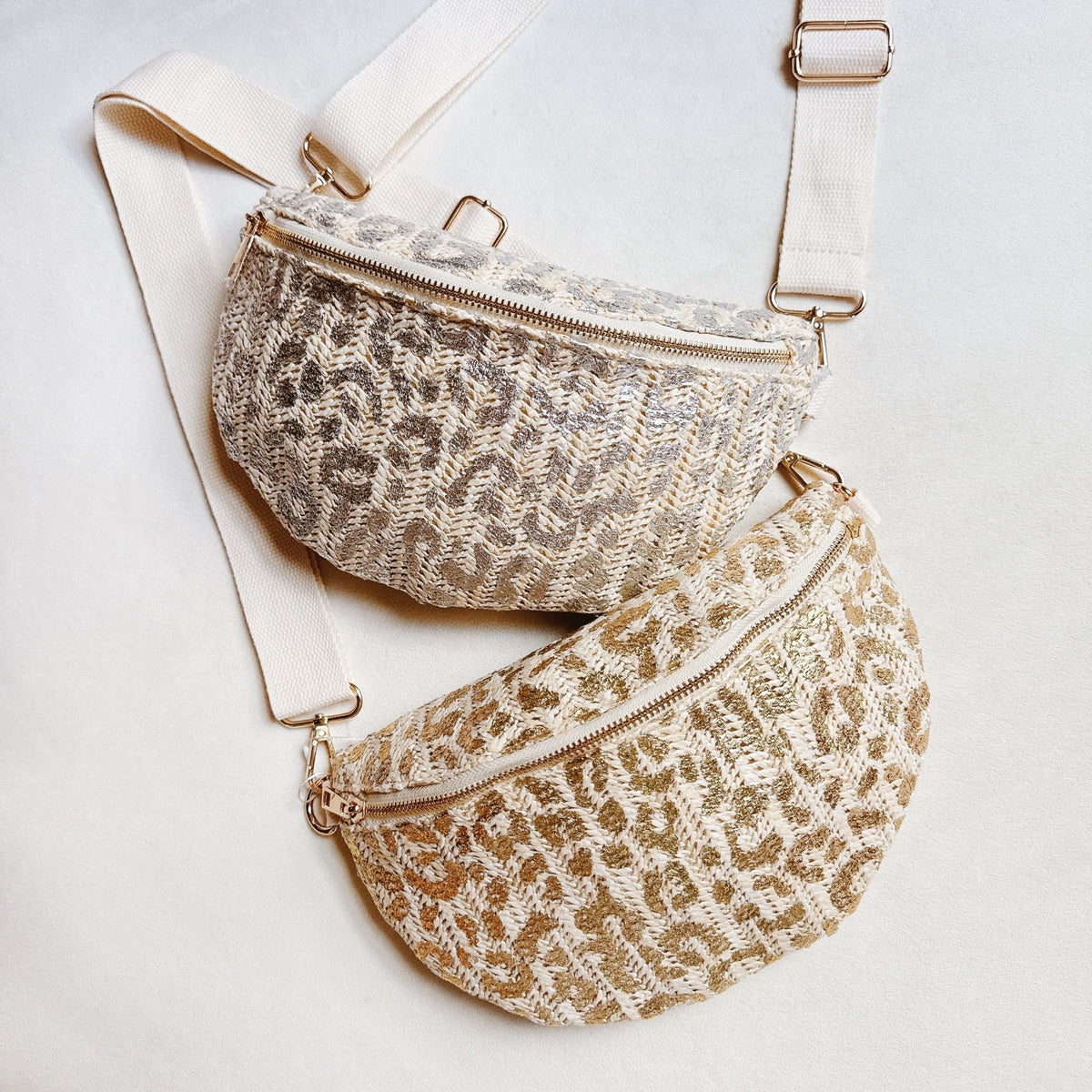 Cheetah Foil Belt Sling Bag – Crossbody with Wide Strap