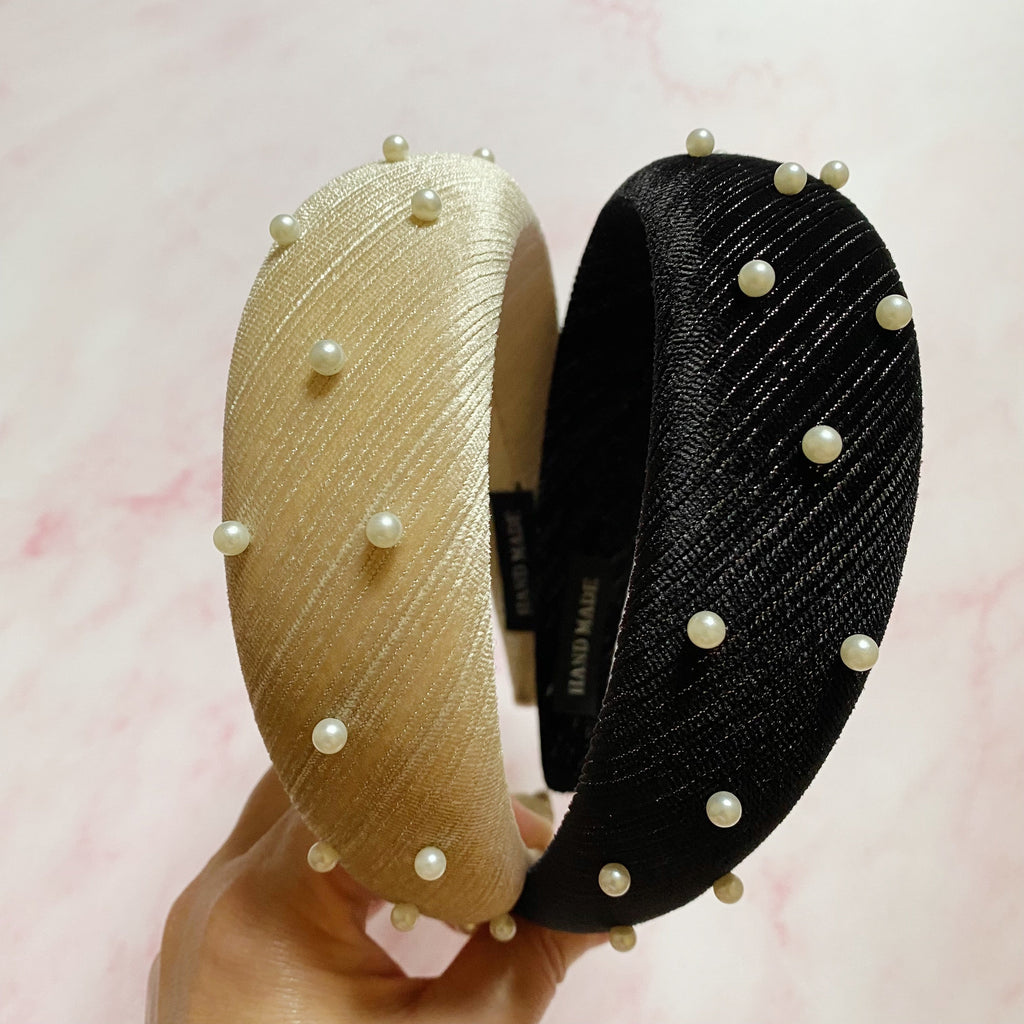 Velvet Pearl Headband – Padded Hair Band