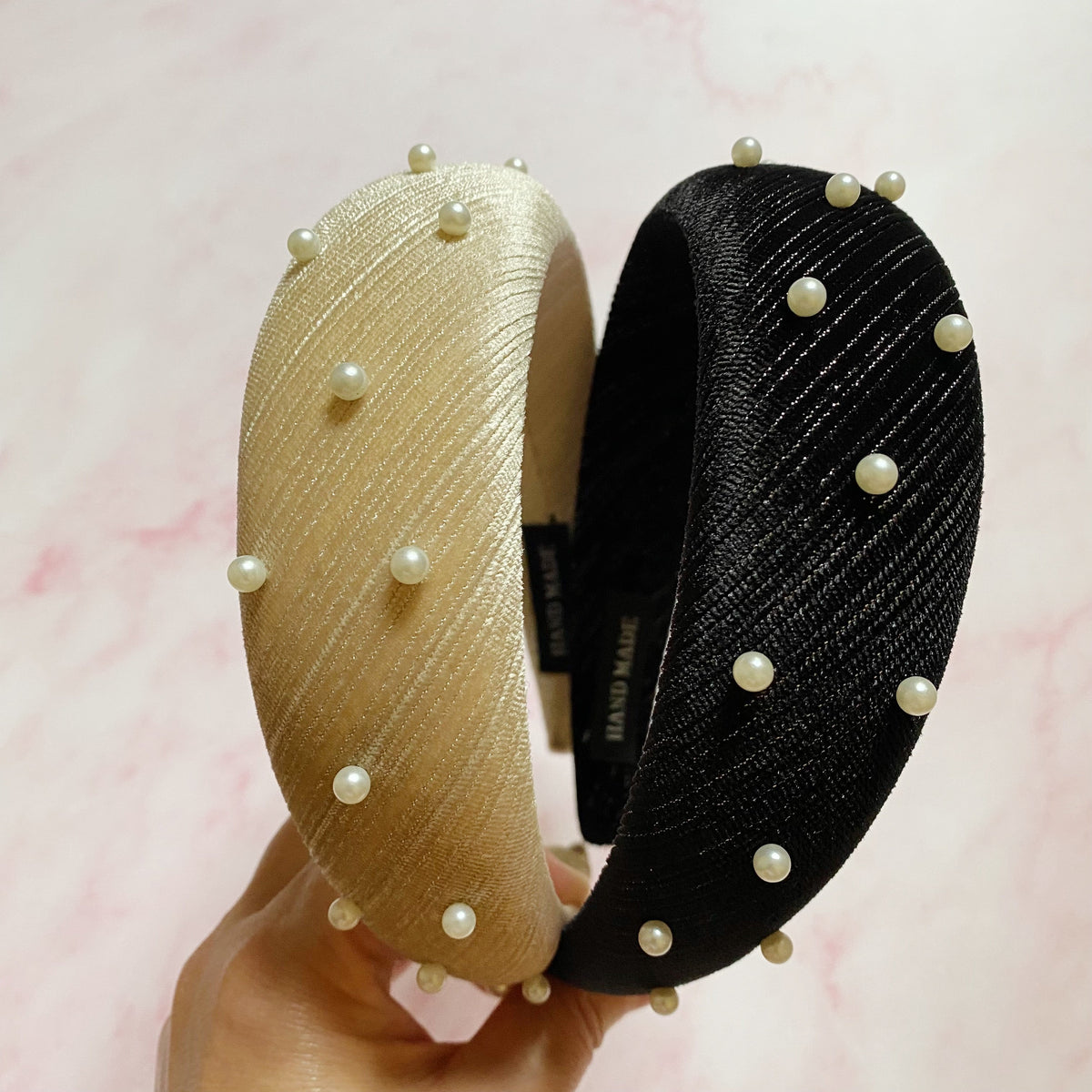 Velvet Pearl Headband – Padded Hair Band